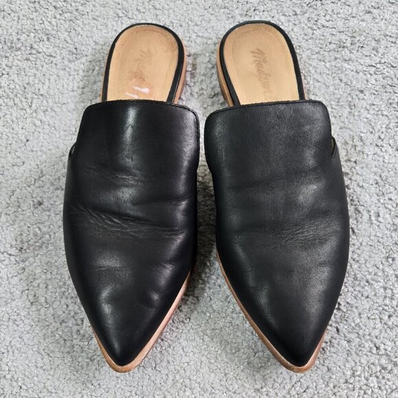 Madewell The Gemma Mule in Leather Black Slip On Flats Capsule G8388 - Picture 2 of 13
